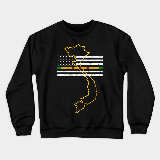 Vietnam Veteran Thin Line American Flag Pride Crewneck Sweatshirt by Revinct_Designs